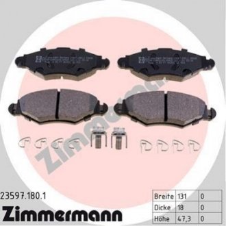 Купить Тормозные колодки дисковые передние Peugeot 306, 206, Citroen Xsara ZIMMERMANN 235971801 (фото1) подбор по VIN коду, цена 1199 грн.