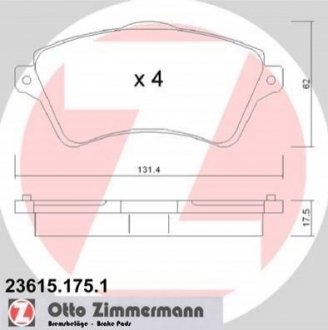 Комплект тормозных колодок ZIMMERMANN 23615.175.1