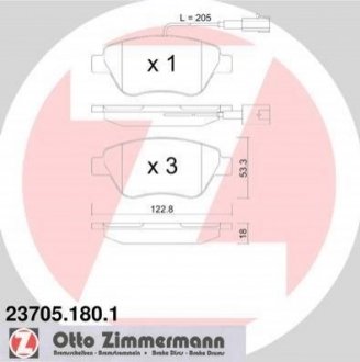 Комплект тормозных колодок ZIMMERMANN 23705.180.1