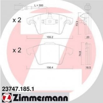 Купить Тормозные колодки дисковые передние Volkswagen Touareg ZIMMERMANN 237471851 (фото1) подбор по VIN коду, цена 3804 грн.