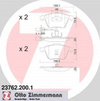 Купить Комплект тормозных колодок Audi A6, Allroad, A4 ZIMMERMANN 23762.200.1 (фото1) подбор по VIN коду, цена 2569 грн.