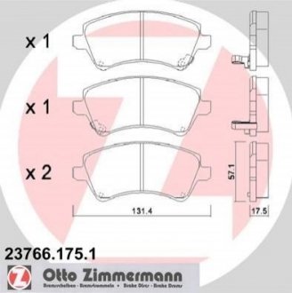 Купить Тормозные колодки дисковые передние Toyota Corolla ZIMMERMANN 237661751 (фото1) подбор по VIN коду, цена 1678 грн.