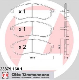 Колодки гальмівні дискові, Комплект Mitsubishi L200 ZIMMERMANN 238791601