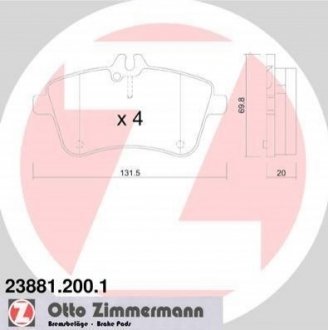 Купити Колодки гальмівні (передні) MB A-class (W169)/B-class (W245) 04-12 (Bosch) Mercedes W169, W245 ZIMMERMANN 23881.200.1 (фото1) підбір по VIN коду, ціна 1560 грн.