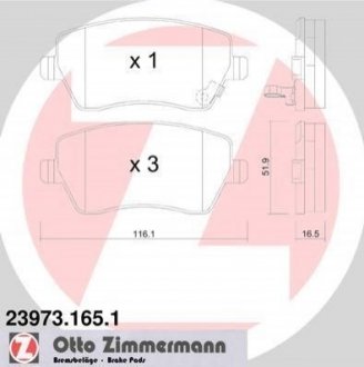 Купить Тормозные колодки дисковые передние Suzuki Swift, Nissan Note, Micra ZIMMERMANN 239731651 (фото1) подбор по VIN коду, цена 2270 грн.
