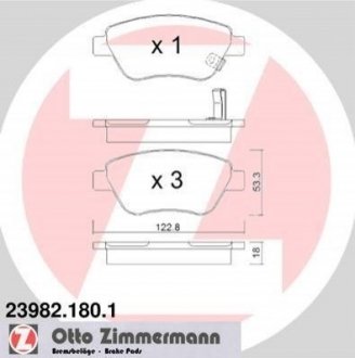 Купити Гальмівні колодки дискові передні Opel Corsa ZIMMERMANN 239821801 (фото1) підбір по VIN коду, ціна 2183 грн.