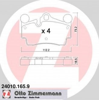 Купити Колодки гальмівні дискові Audi Q7, Porsche Cayenne ZIMMERMANN 24010.165.9 (фото1) підбір по VIN коду, ціна 3669 грн.