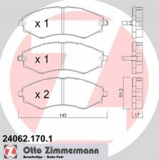 Тормозные колодки дисковые передние ZIMMERMANN 240621701