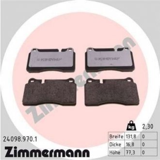 Купить Комплект тормозных колодок Volkswagen Touareg, Audi A3, TT, Seat Leon ZIMMERMANN 24098.970.1 (фото1) подбор по VIN коду, цена 5635 грн.