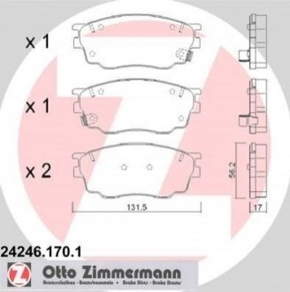 Купити Колодки гальмівні дискові Mazda 6 ZIMMERMANN 24246.170.1 (фото1) підбір по VIN коду, ціна 1820 грн.