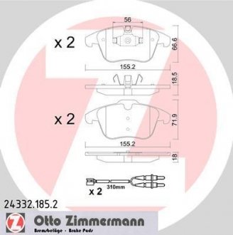 Колодки тормозные дисковые (комплект 4 шт.)) ZIMMERMANN 24332.185.2
