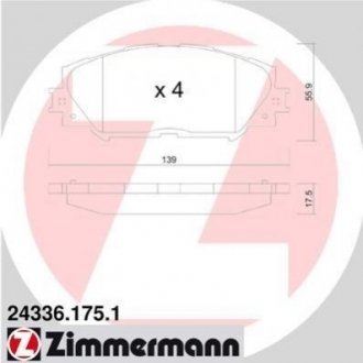 Гальмівні колодки дискові передні ZIMMERMANN 243361751