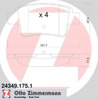 Гальмівні колодки дискові задні Fiat Punto, Grande Punto ZIMMERMANN 243491751