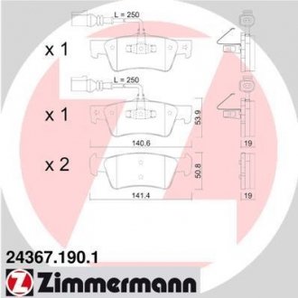 Колодки тормозные дисковые, Комплект ZIMMERMANN 243671901