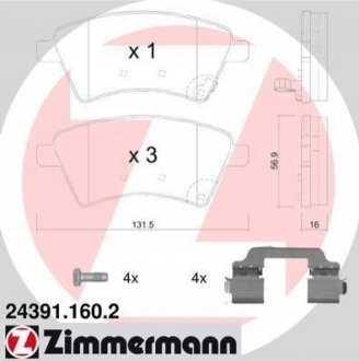 Купить Колодки тормозные дисковые Suzuki SX4 ZIMMERMANN 24391.160.2 (фото1) подбор по VIN коду, цена 1772 грн.