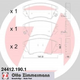 Купить Комплект тормозных колодок SAAB 9-5, Opel Astra, Insignia, Zafira, Chevrolet Malibu ZIMMERMANN 24412.190.1 (фото1) подбор по VIN коду, цена 2649 грн.