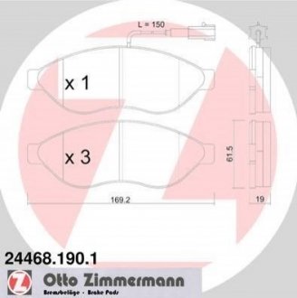 Комплект тормозных колодок Fiat Ducato ZIMMERMANN 24468.190.1