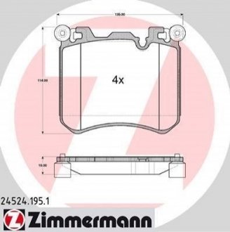 Купить Колодки тормозные дисковые BMW X5, X6 ZIMMERMANN 24524.195.1 (фото1) подбор по VIN коду, цена 3220 грн.