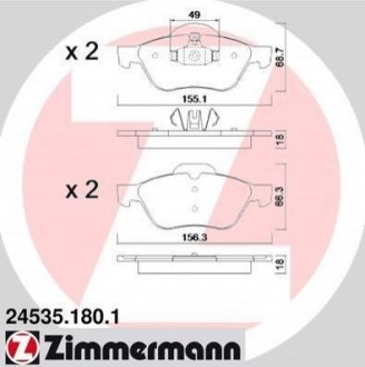 Тормозные колодки дисковые передние ZIMMERMANN 245351801