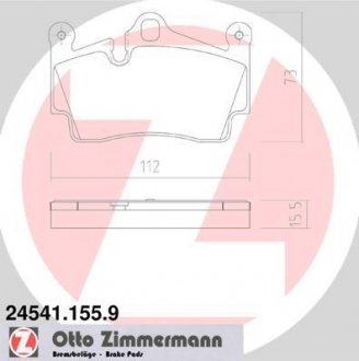 Колодки тормозные дисковые, Комплект Porsche Boxster, Cayman ZIMMERMANN 245411559