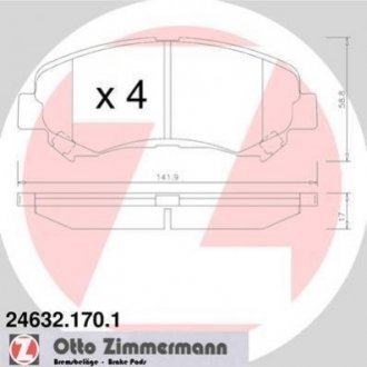 Колодки тормозные дисковые ZIMMERMANN 24632.170.1