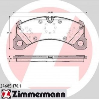 Купить Колодки тормозные дисковые Porsche Cayenne ZIMMERMANN 24685.170.1 (фото1) подбор по VIN коду, цена 5733 грн.