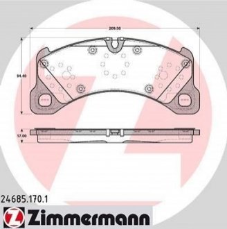 Колодки гальмівні (передні) Porsche Cayenne 10- (Brembo) Porsche Cayenne ZIMMERMANN 24685.170.1