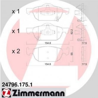Купить Колодки тормозные дисковые Honda Accord ZIMMERMANN 24796.175.1 (фото1) подбор по VIN коду, цена 2535 грн.