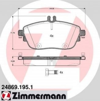 Колодки гальмівні дискові Mercedes W246, CLA-Class, W176, GLA-Class, Infiniti Q ZIMMERMANN 24869.195.1