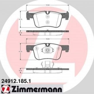 Колодки тормозные дисковые BMW F20, Renault Master, BMW F30, Toyota Celica, BMW F21, F32, F31, F34, F36, F33, G20 ZIMMERMANN 24912.185.1