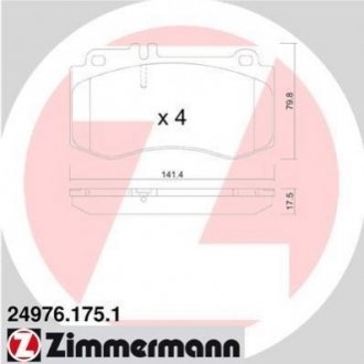 Гальмівні колодки дискові передні ZIMMERMANN 249761751