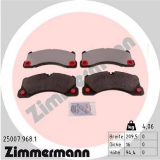 Колодки тормозные дисковые Porsche Panamera ZIMMERMANN 25007.968.1