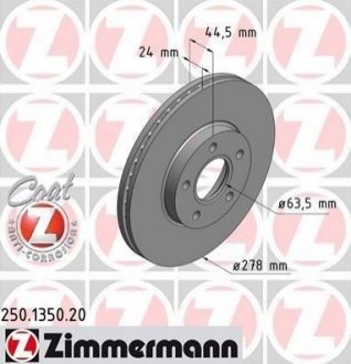 Гальмівні диски передні ZIMMERMANN 250135020