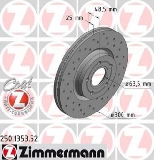 Диск тормозной ZIMMERMANN 250.1353.52