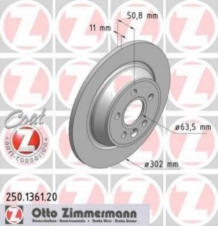 Диск тормозной Ford Mondeo, Kuga, Galaxy, S-Max, Land Rover Range Rover, Ford Focus ZIMMERMANN 250.1361.20