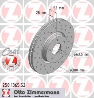 Диск гальмівний Ford Mondeo, S-Max ZIMMERMANN 250.1365.52