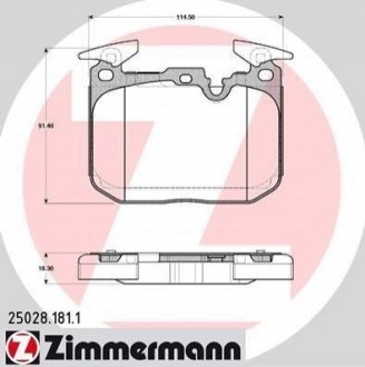 Купить Колодки тормозные дисковые BMW F30, F32, F34, F31, F33, F36 ZIMMERMANN 25028.181.1 (фото1) подбор по VIN коду, цена 3304 грн.