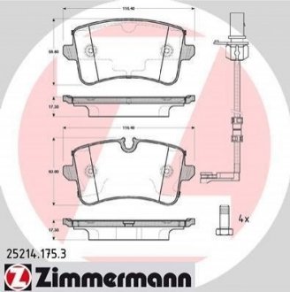 Колодки тормозные дисковые Audi A8 ZIMMERMANN 25214.175.3