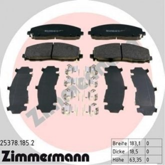 Колодки гальмівні (передні) Jeep Wrangler 2.0/2.2 17-/Fiat Freemont 11- Chrysler Voyager ZIMMERMANN 25378.185.2