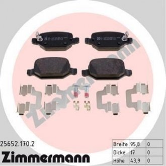 Купить Тормозные дисковые колодки с аксессуарами задние Fiat 500 ZIMMERMANN 256521702 (фото1) подбор по VIN коду, цена 2270 грн.