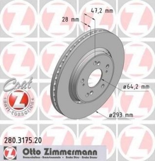 Диск тормозной Honda CR-V ZIMMERMANN 280.3175.20