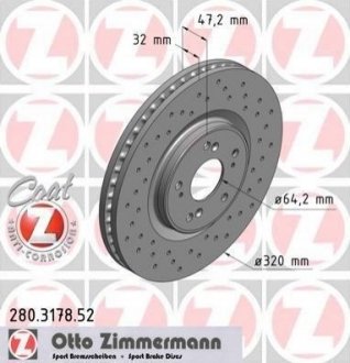 Диск тормозной Honda Accord ZIMMERMANN 280.3178.52