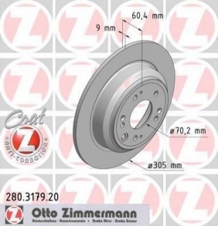 Купить Диск тормозной Honda Accord ZIMMERMANN 280.3179.20 (фото1) подбор по VIN коду, цена 1875 грн.