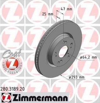 Диск тормозной ZIMMERMANN 280.3189.20