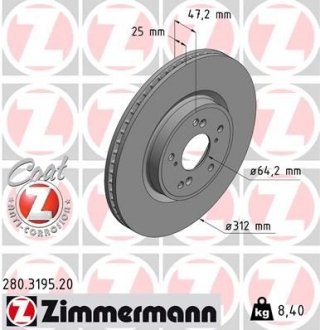 Диск тормозной Coat Z ZIMMERMANN 280319520