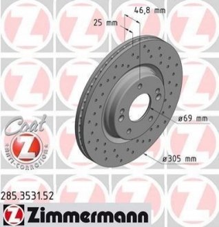 Диск тормозной Hyundai Tucson, KIA Optima, Hyundai Kona ZIMMERMANN 285.3531.52