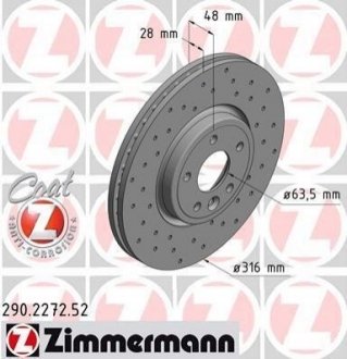Купить Тормозные диски Jaguar XE ZIMMERMANN 290227252 (фото1) подбор по VIN коду, цена 4580 грн.