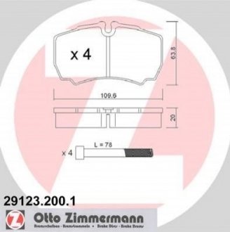 Купити Гальмівні колодки дискові задні ZIMMERMANN 291232001 (фото1) підбір по VIN коду, ціна 1378 грн.