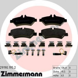 Купить Колодки тормозные Mercedes W906 ZIMMERMANN 29190.195.2 (фото1) подбор по VIN коду, цена 2443 грн.