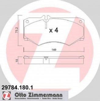 Колодки гальмівні (передні) MB 207-410D/LT 40-55 I 78-96 ZIMMERMANN 29784.180.1